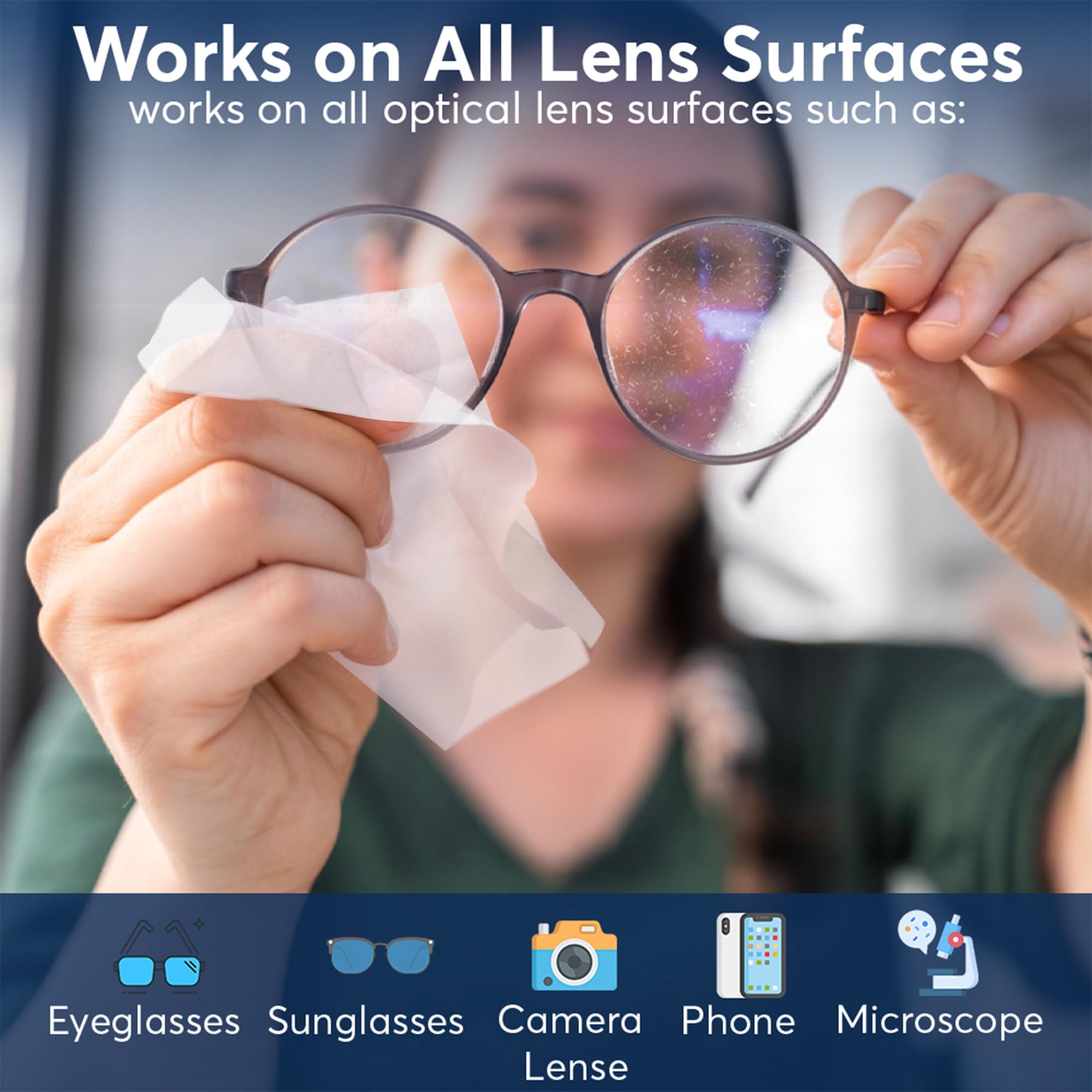 Safe for eyeglasses, goggles, and camera lenses