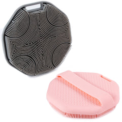 MtBoi silicone exfoliating scrubber with handle close-up for gentle, thorough cleansing