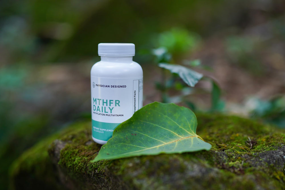 Label highlighting 5-MTHF and B vitamins on the bottle