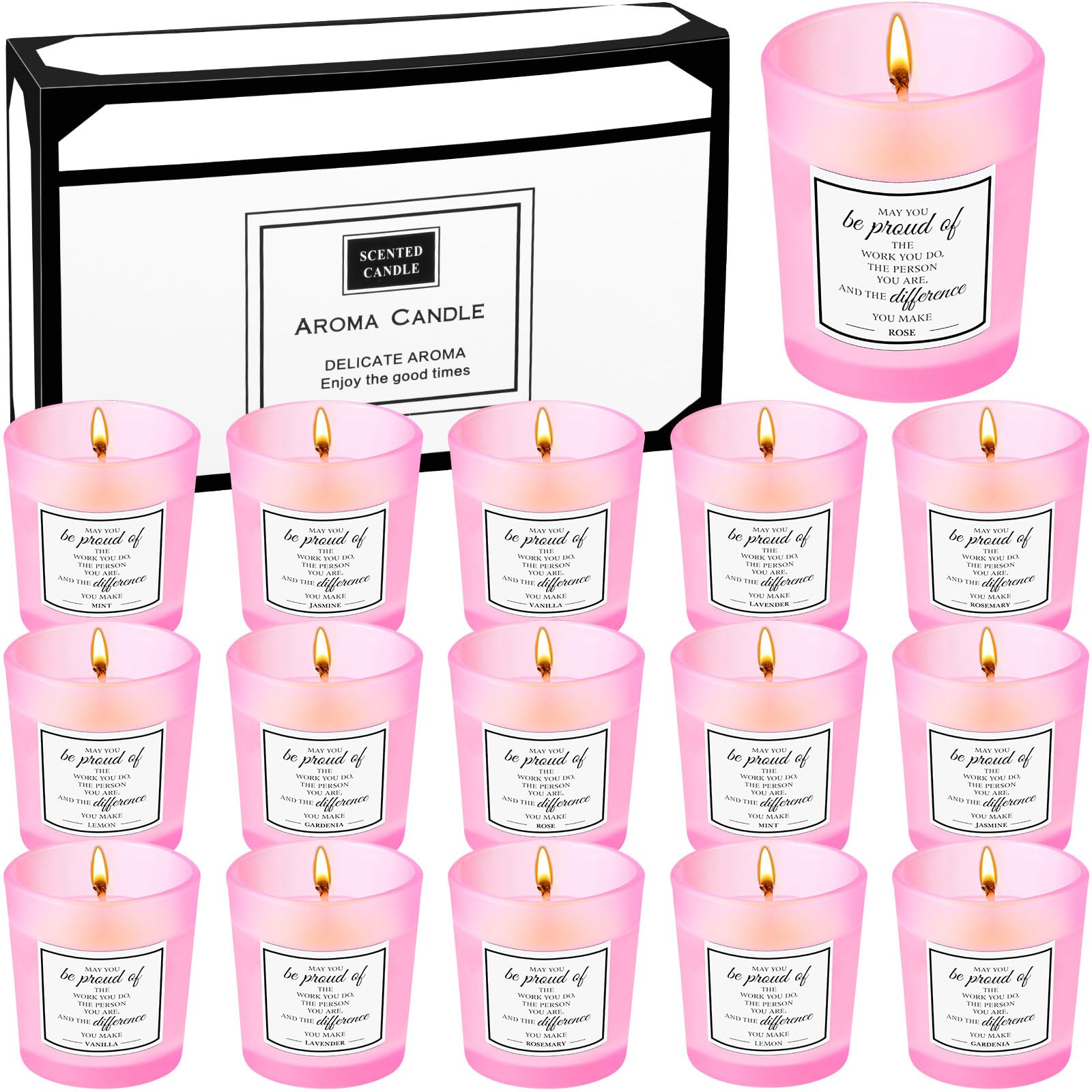 MTLEE 16-pack scented candles gift set pink packaging
