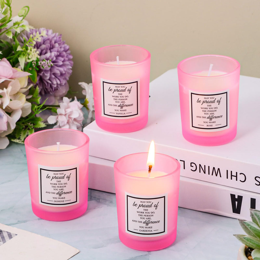 Soy wax candles with cotton wicks in a bulk gift set