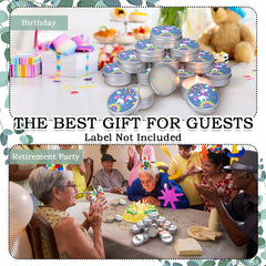 Close up of multicolor tin gift candles