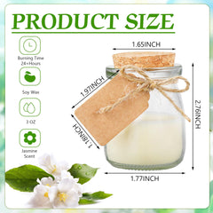 Jasmine scented wedding favor candles with kraft labels and DIY tags