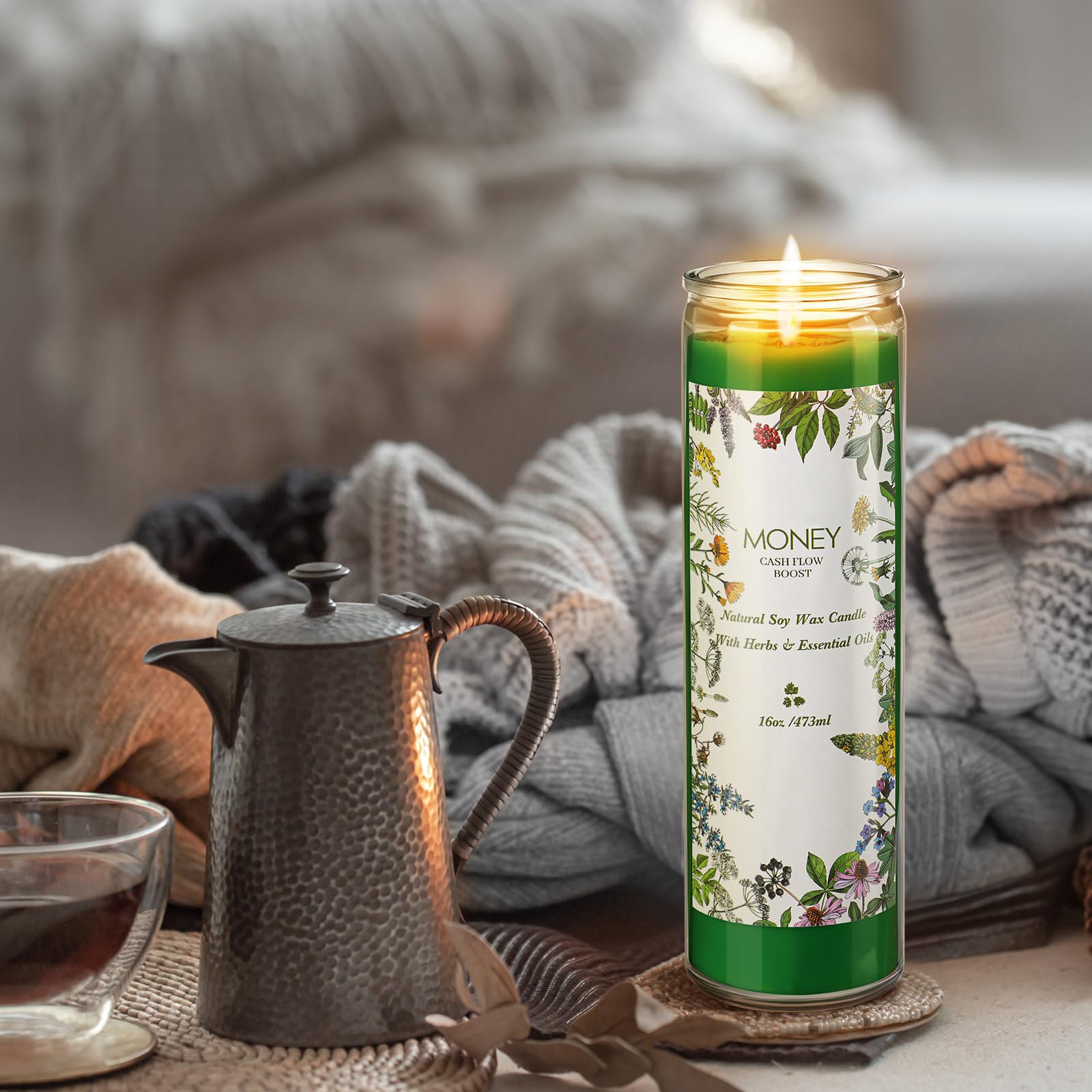 MTLEE 8.5-inch pillar candle highlighting prosperity focus