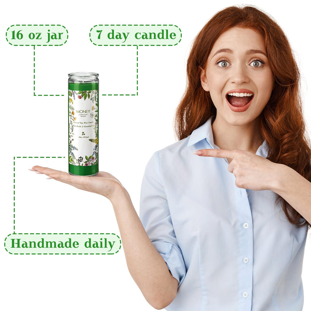 MTLEE candle with herbs and essential oils for abundance ambience