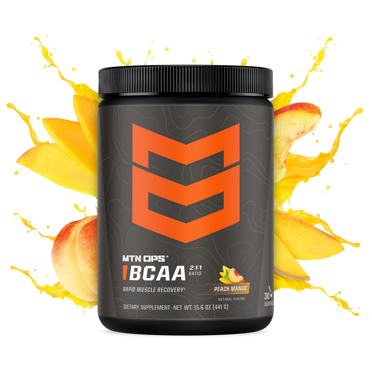 Gluten-free and zero sugar MTN OPS BCAA label close-up
