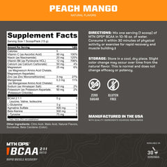 30-serving MTN OPS BCAA tub on desk