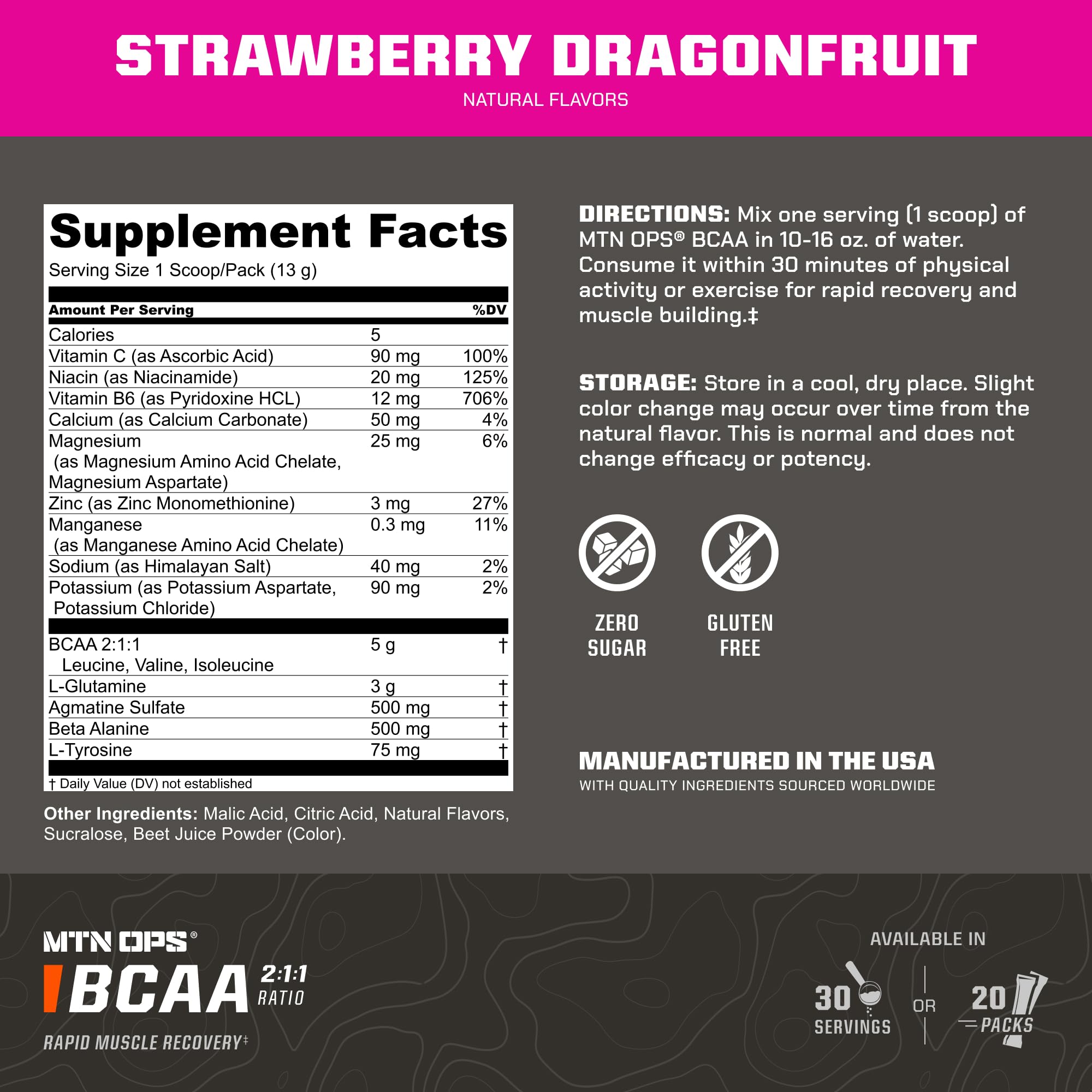 Usage directions for MTN OPS BCAA 2:1:1