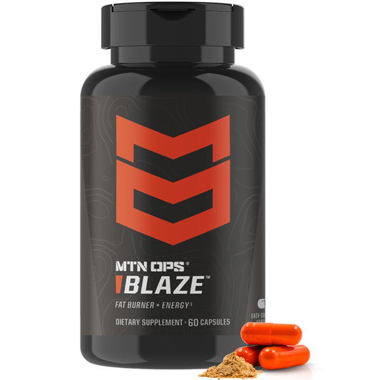 MTN OPS Blaze fat burner bottle with label visible