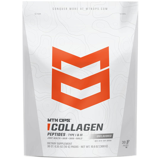 MTN OPS Collagen protein powder on-the-go pack front view