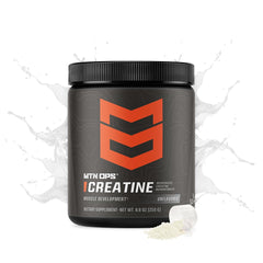 Close-up of 50-serving tub with unflavored creatine monohydrate