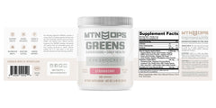 Non-GMO and gluten-free certification icons for MTN OPS Super Greens