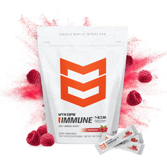 MTN OPS Immune STM Raspberry powder drink mix, 30 servings in a jar