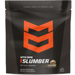 MTN OPS Slumber powder tub front for nighttime recovery and restful sleep.