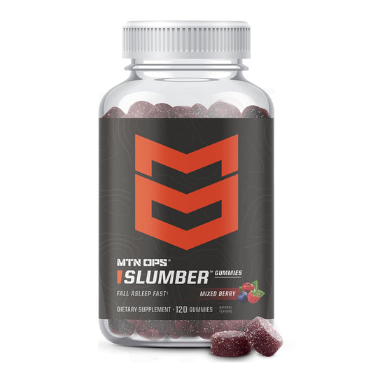 MTN OPS Slumber Sleep Gummies bottle on white background