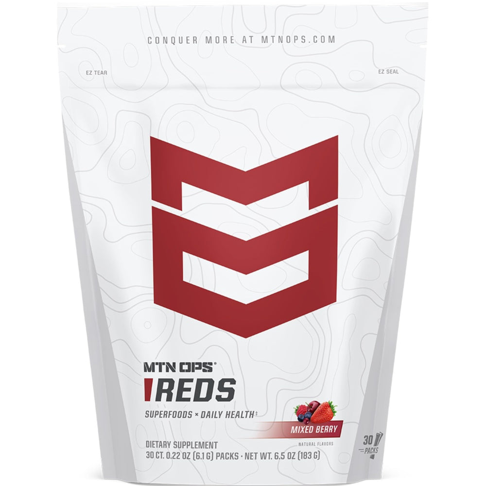 MTN OPS Super Reds front label showing bold red branding