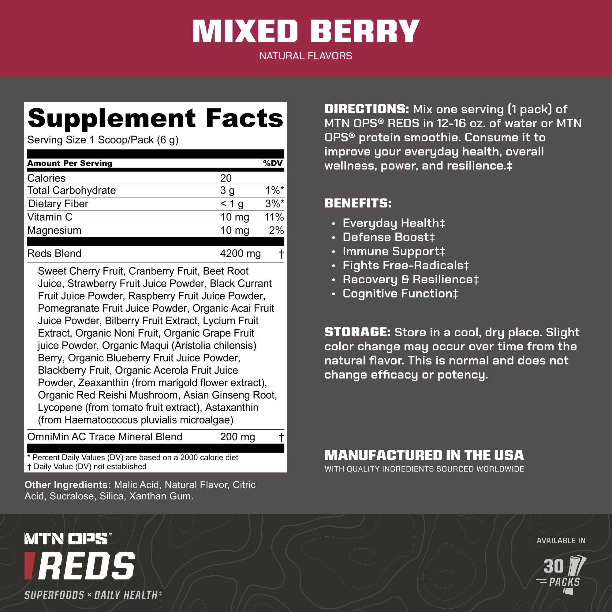 Glass of water being mixed with MTN OPS Super Reds powder