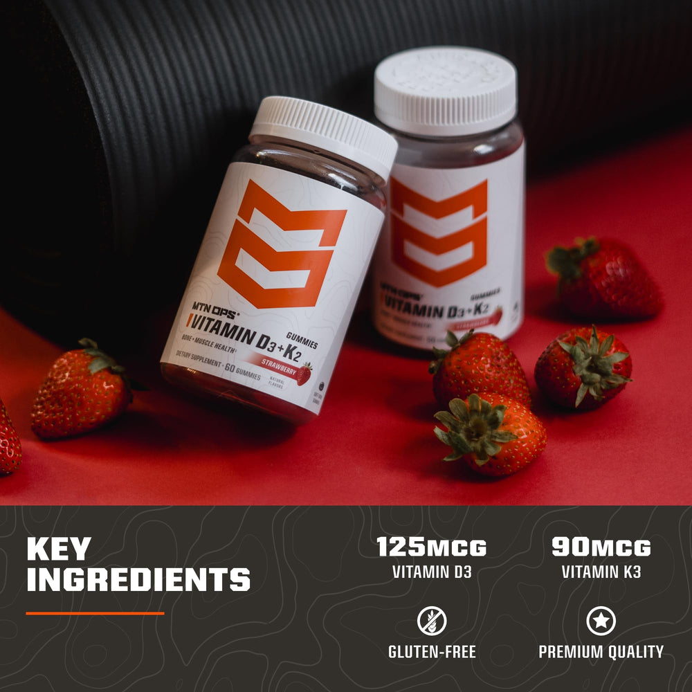 Strawberry-flavored MTN OPS Vitamin D3 K2 Gummies