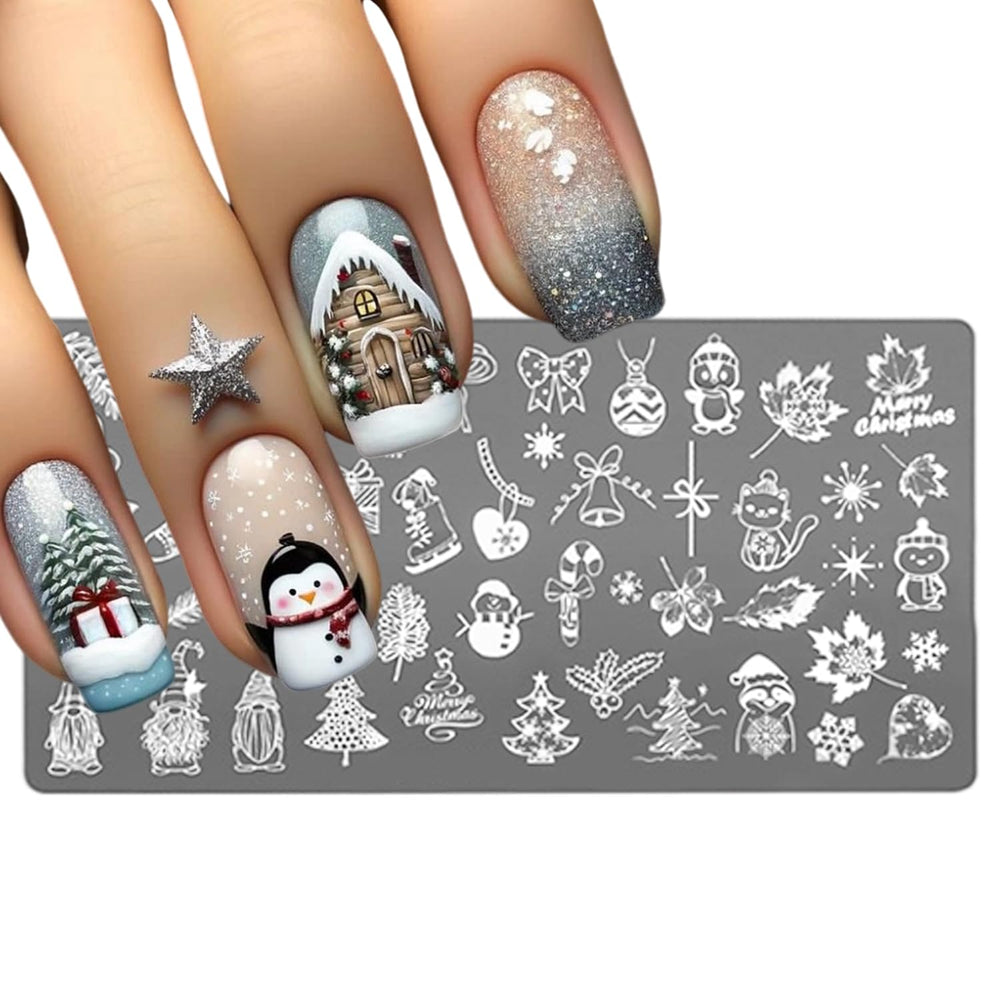 Mtruil Christmas trees stamping plate for vibrant holiday manicure.