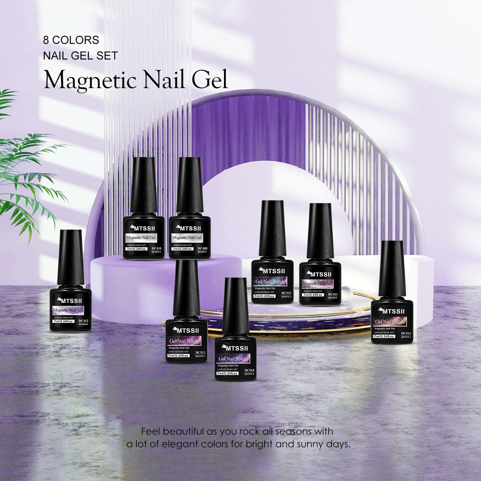 MTSSII Cat Eye Gel Polish Set5 long-lasting finish for 21+ days wear