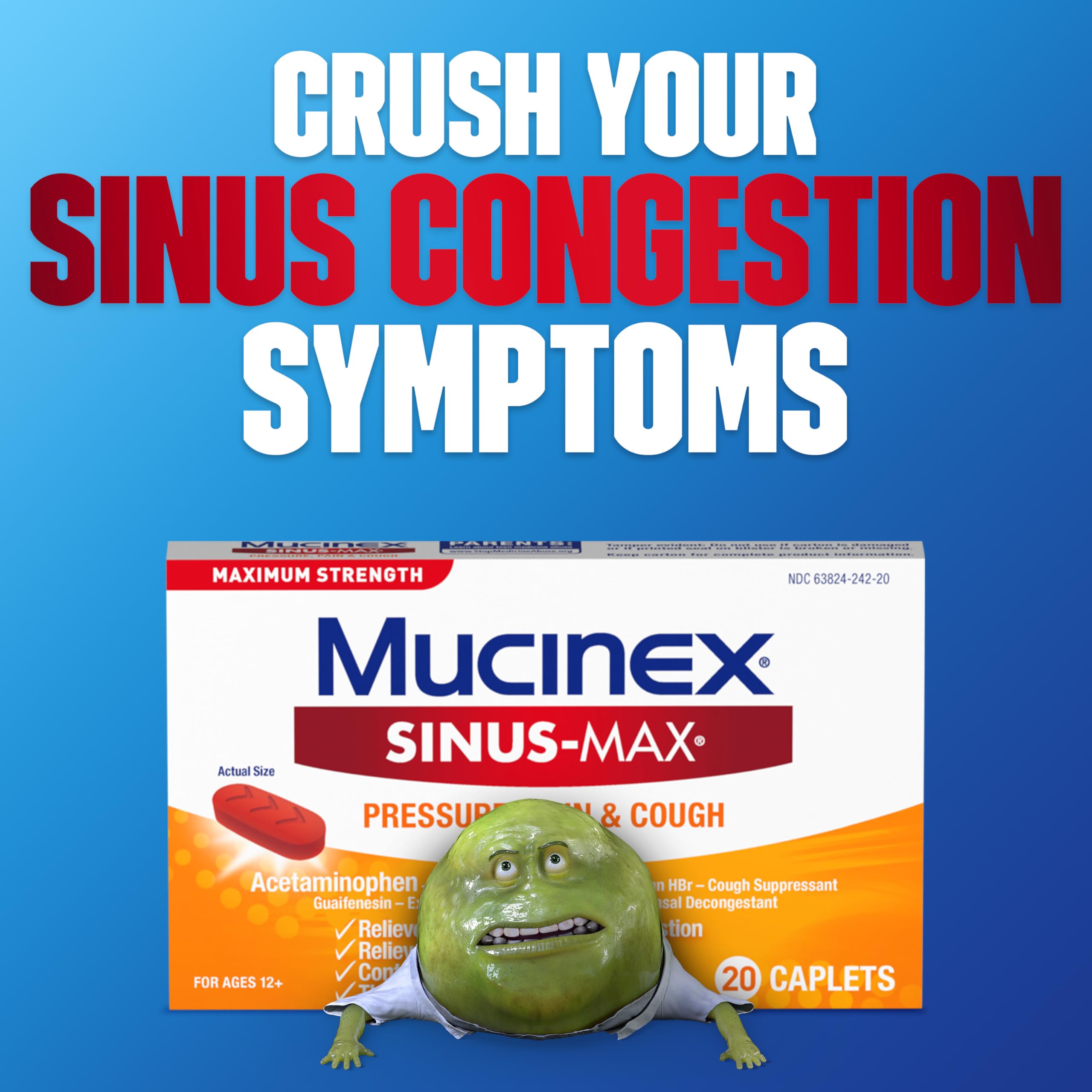 Mucinex Sinus-Max key ingredients list shows maximum strength formula
