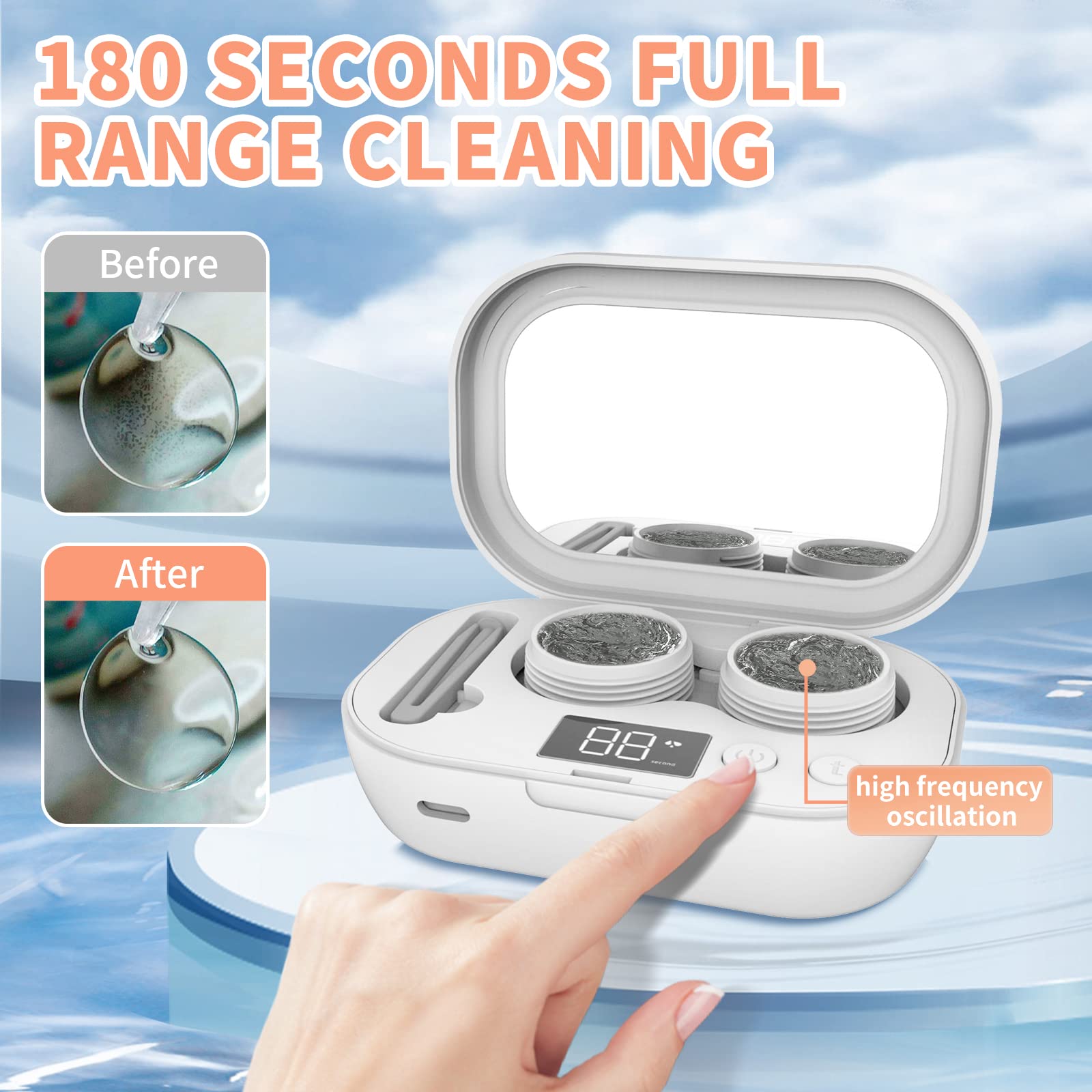 Lens remover, mirror and soaking boxes for MUGLE cleaner