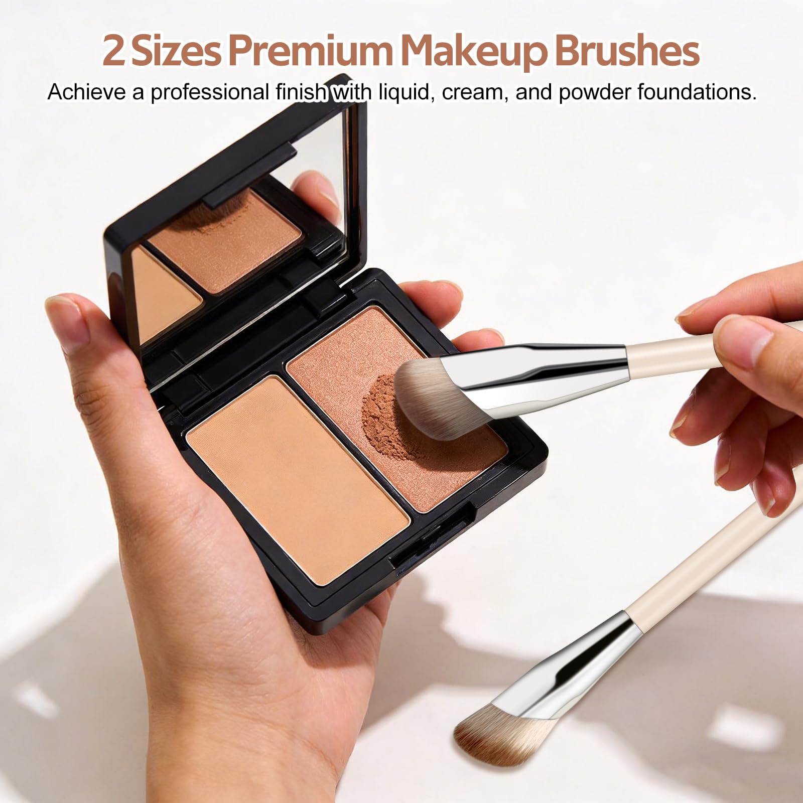 MUIIGOOD angled blush brush duo pack shows two versatile tools for different blush formulas.