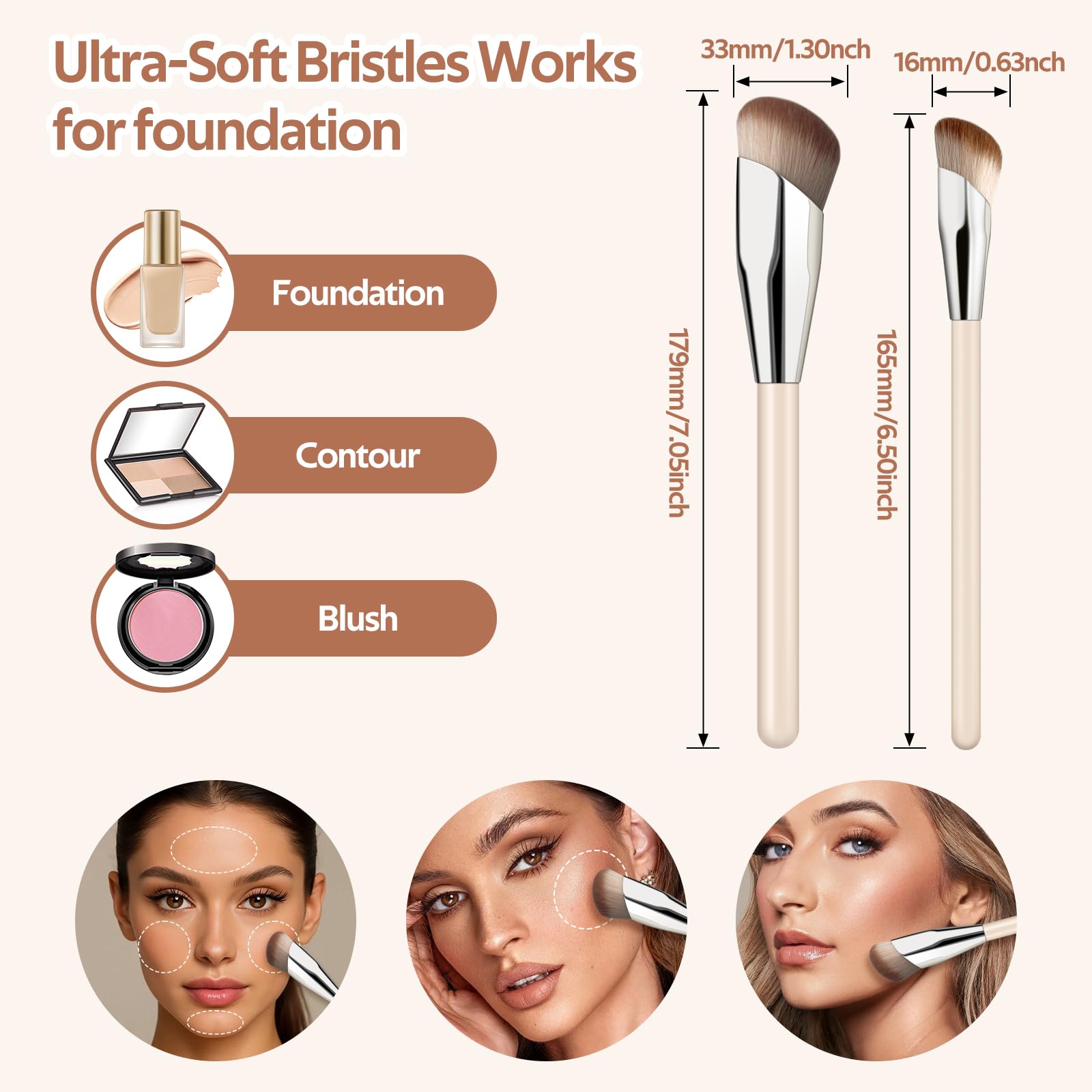 MUIIGOOD brush handle design offers comfortable grip and precise control during makeup use.