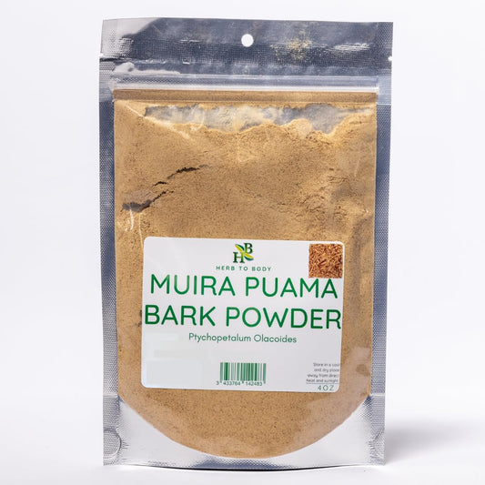 Muira Puama powder 4oz bark in a resealable pouch