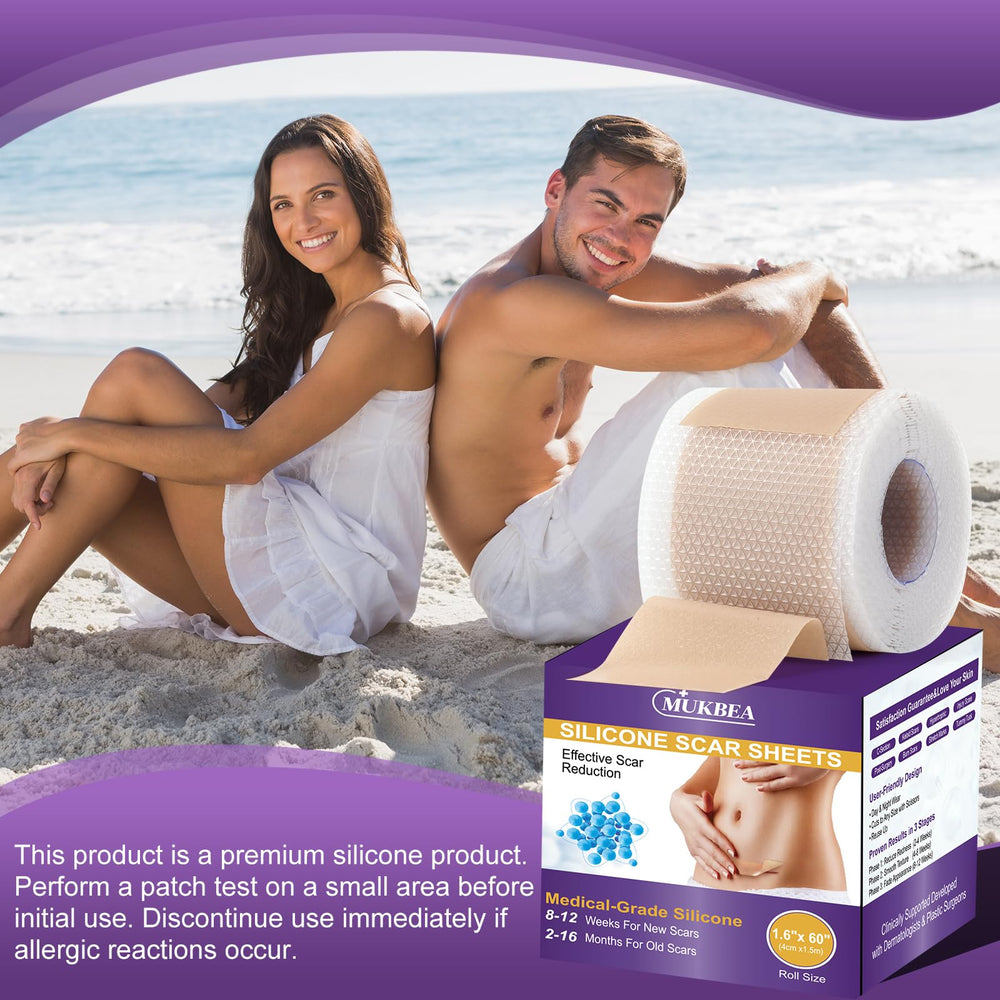 MUKBEA scar sheets packaging designed for travel and storage.