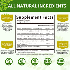 Mulittea moringa leaf extract visual highlighting natural plant nutrition.