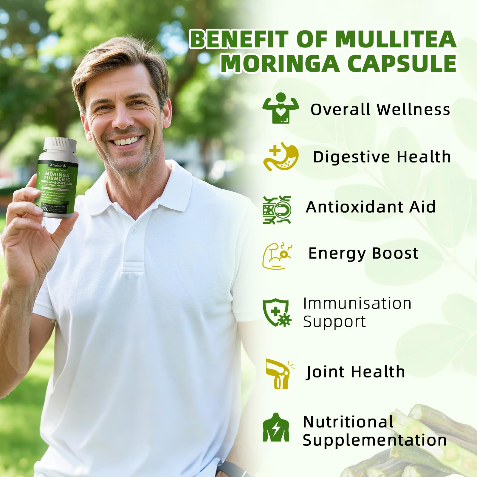 Mulittea turmeric-ginger-elderberry blend image may support immune health and antioxidants.