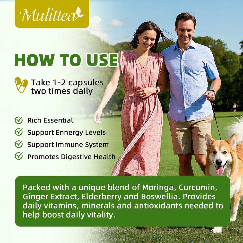 Mulittea vegan capsules inside view showing 1000mg per capsule.