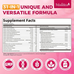 Mulittea Women's Multivitamin bottle - back view with label
