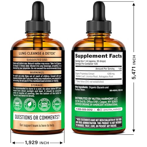 Bottle of mullein drops with Made in USA indication