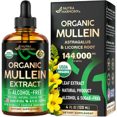 Mullein Drops bottle labeled USDA Organic, 4 oz size