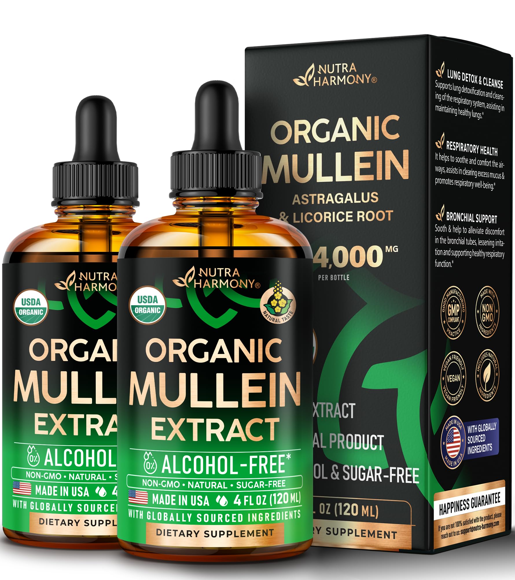 USDA Organic Mullein Drops for lungs - 2 pack