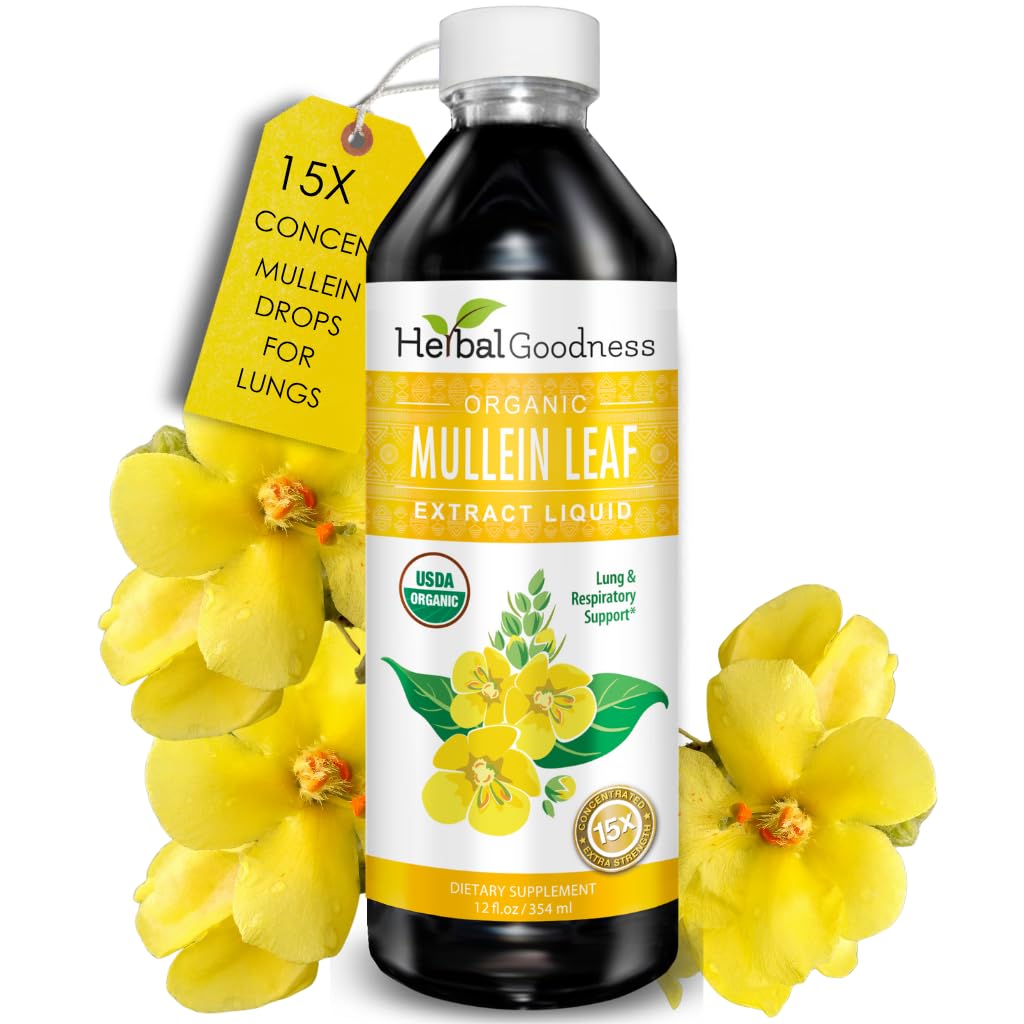 Herbal Goodness Mullein Drops bottle with dropper