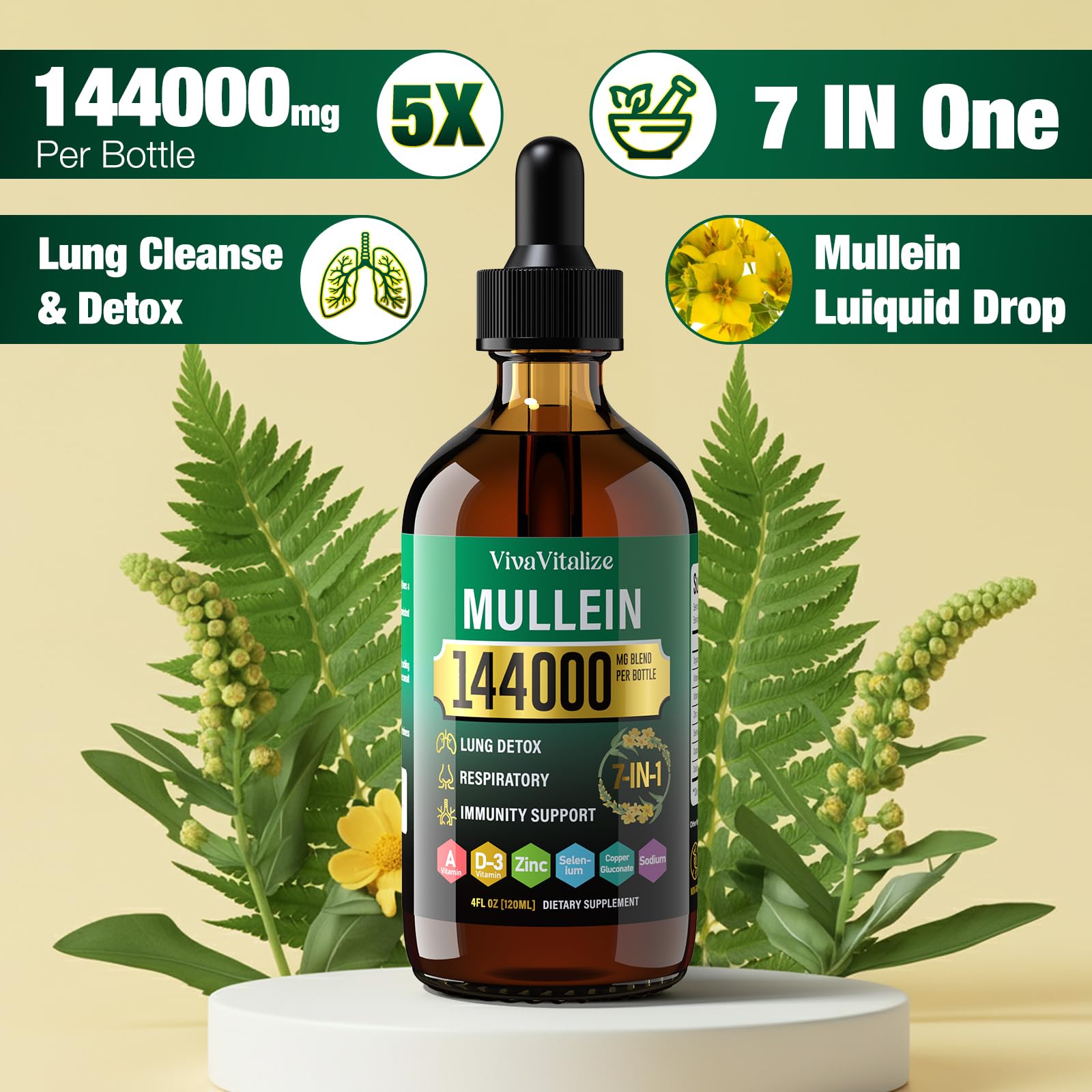 Dropper releasing mullein leaf extract into glass