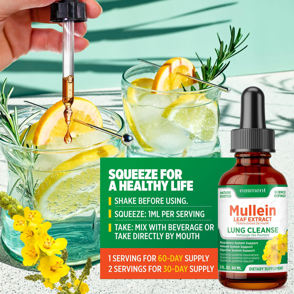 Lifestyle shot showing Mullein Drops for lung support