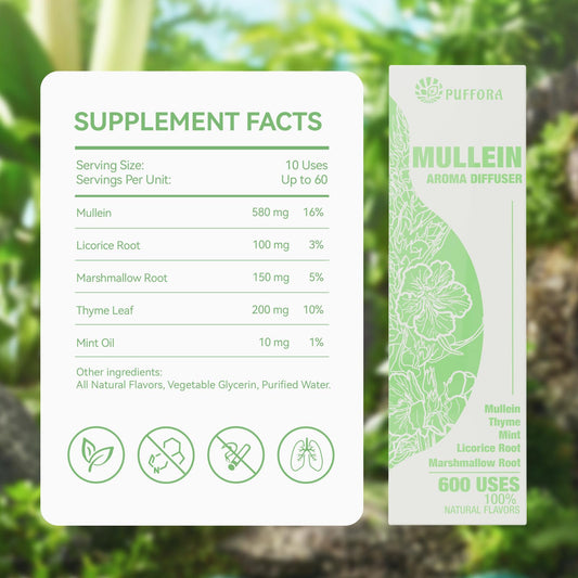 Close-up of diffuser ingredients: marshmallow root, licorice root, thyme and mint