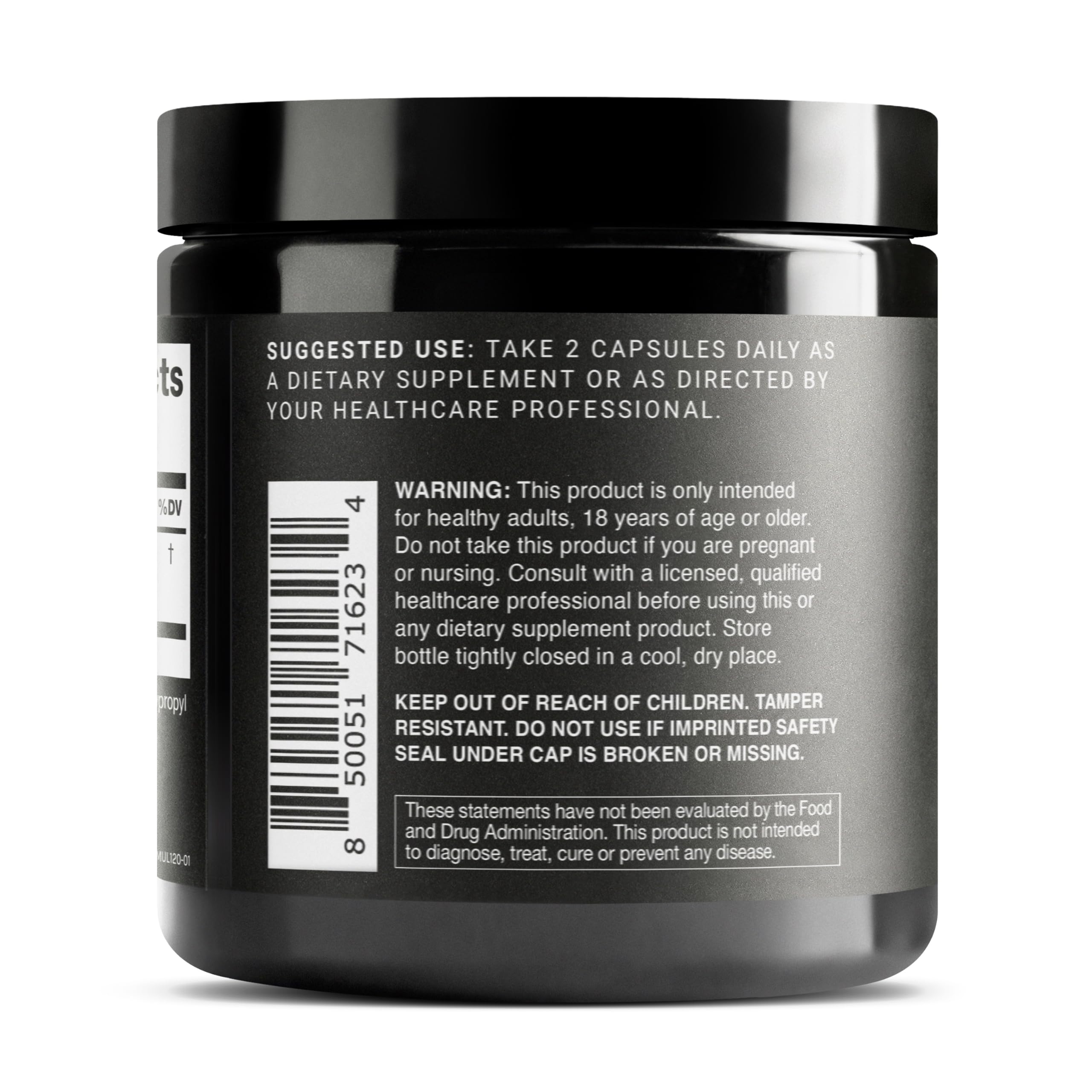 Supplement facts and ingredients label for Mullein Leaf Capsules