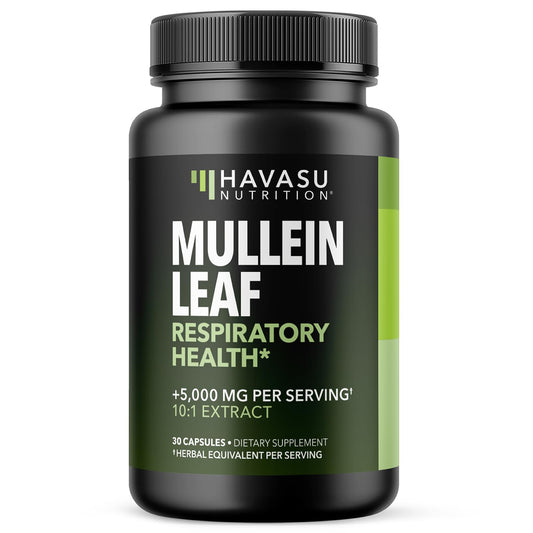 Bottle of Mullein Leaf Capsules with capsules displayed