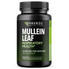 Bottle of Mullein Leaf Capsules with capsules displayed