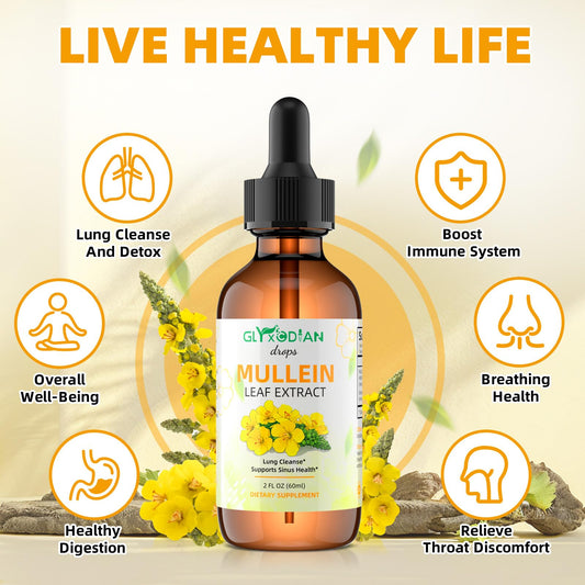 Dropper bottle showing liquid Mullein Leaf Extract - 1200mg
