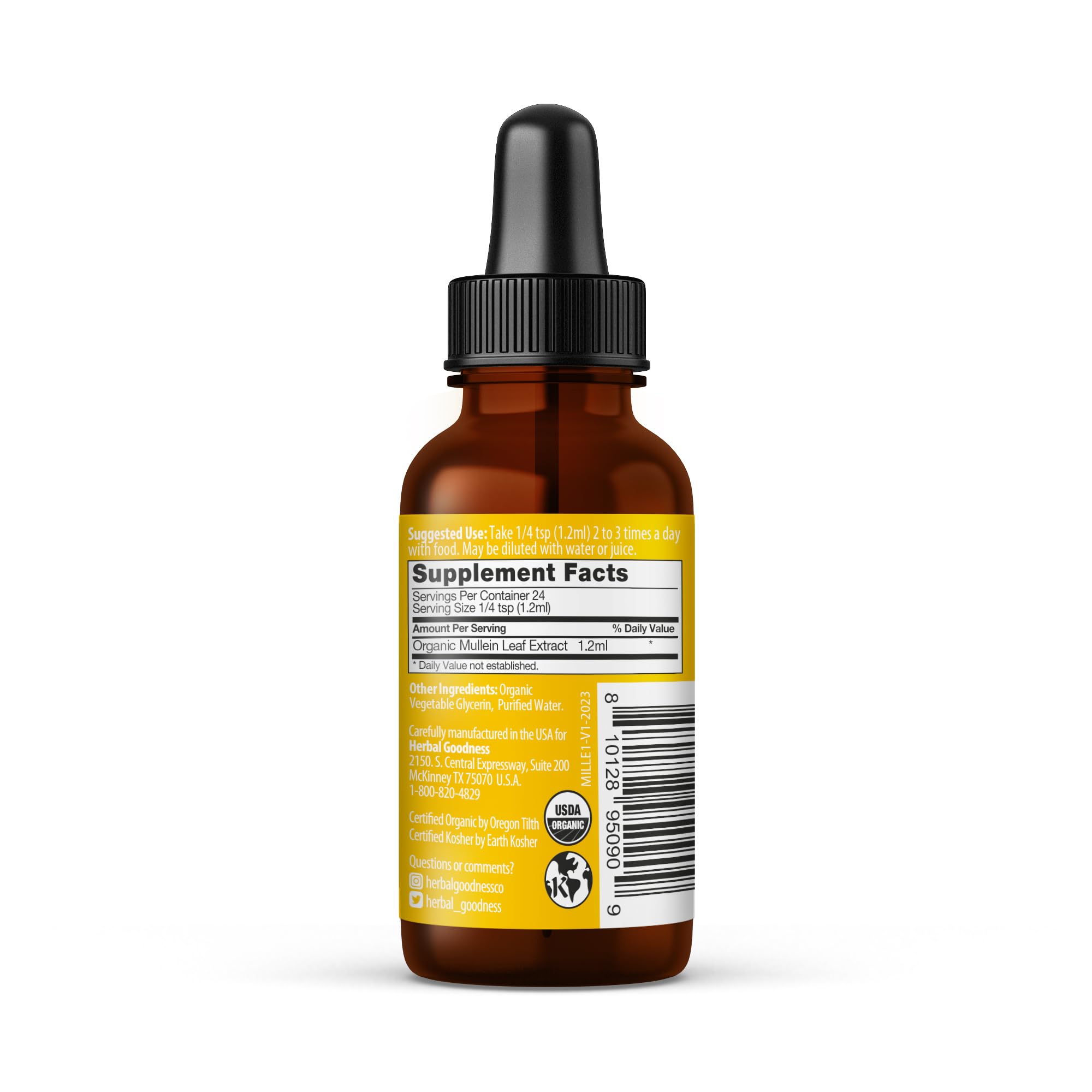 Mullein tincture 15x strength being used from a dropper