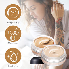 MULPG body makeup waterproof covers tattoos and blemishes.