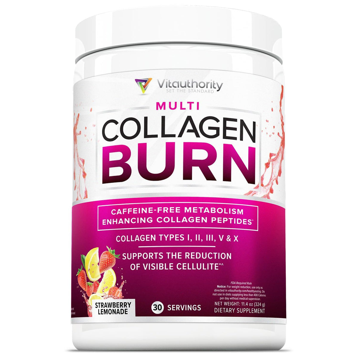 Multi Collagen Burn bottle – Strawberry Lemonade flavor, 30 servings