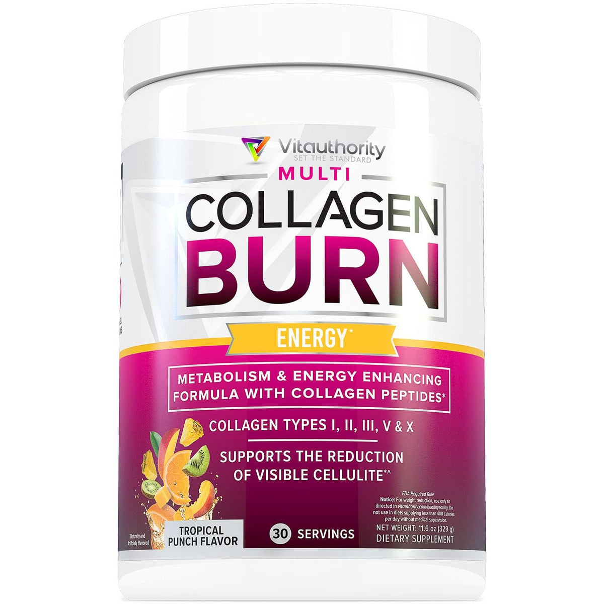 Bottle of Multi Collagen Burn Tropical Punch flavor