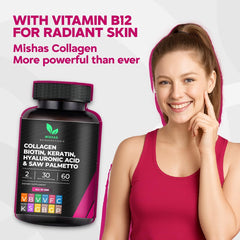 Graphic icons for keratin, hyaluronic acid and vitamins